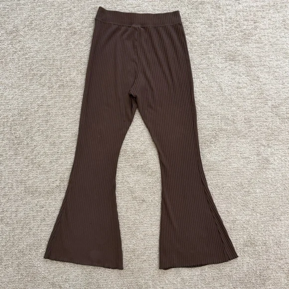 Nike Sportswear High-Waisted Ribbed Flare Pants Brown Size Medium - Picture 5 of 5